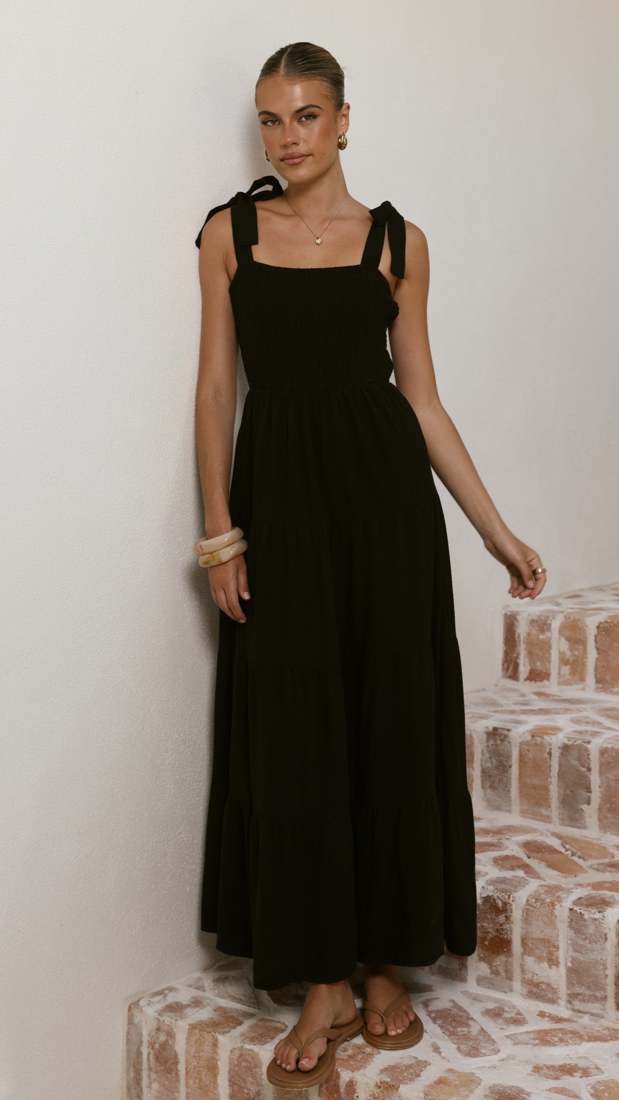 Carlina Tiered Maxi Dress - Black