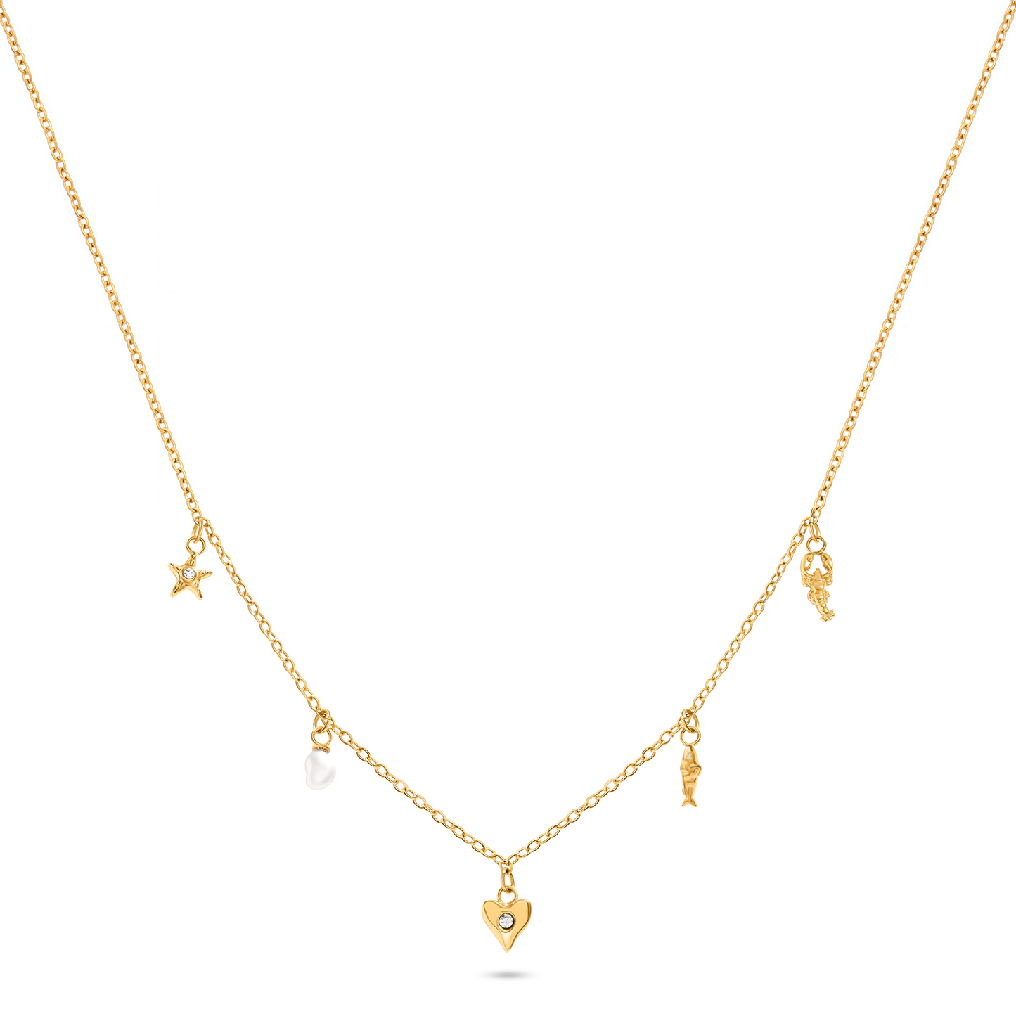 Written In The Sand Mini Charm Necklace (Gold)