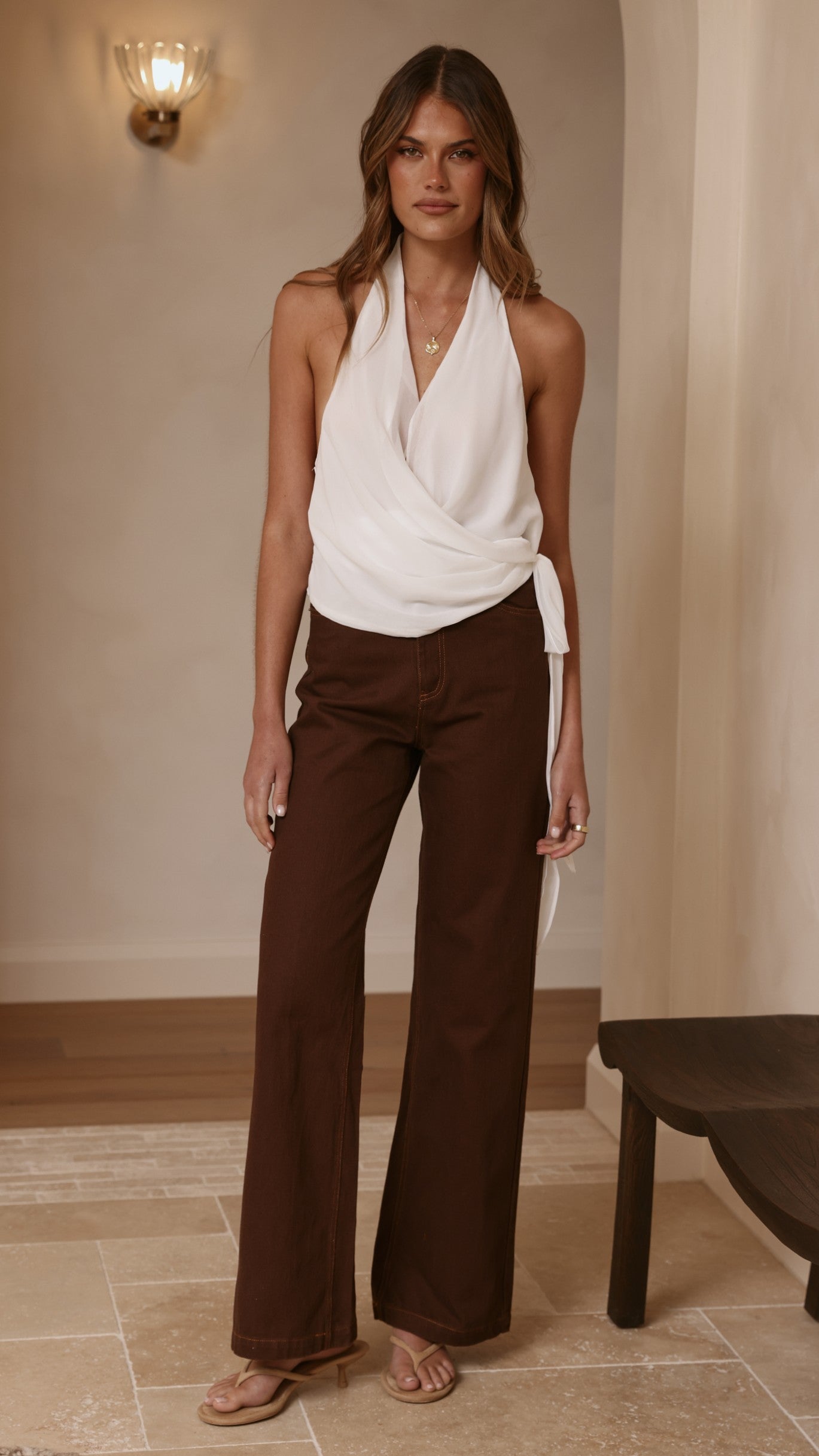 Belle Halter Neck Top - White