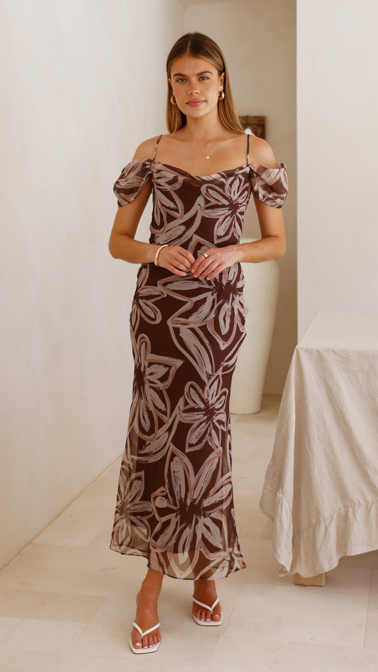 Adrianna Maxi Dress - Brown Floral