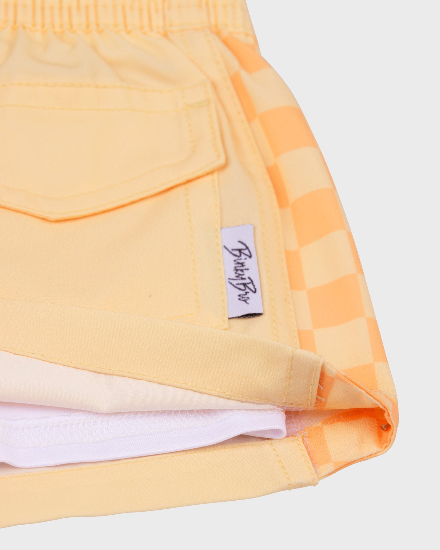 BinkyBro x Quiksilver Checkers Peach Swim Trunks