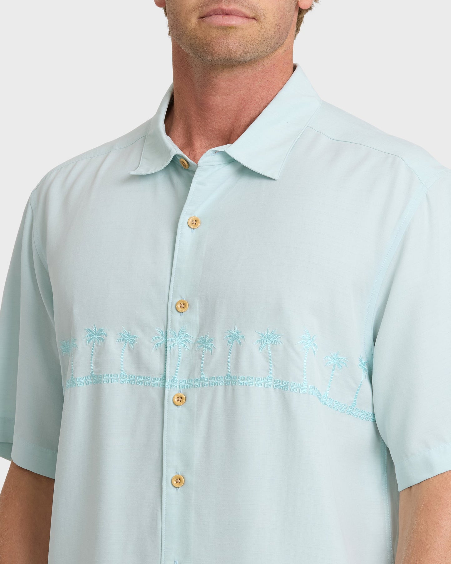 Waterman Tahiti Palms Premium Anti-Wrinkle Shirt - Cool Blue