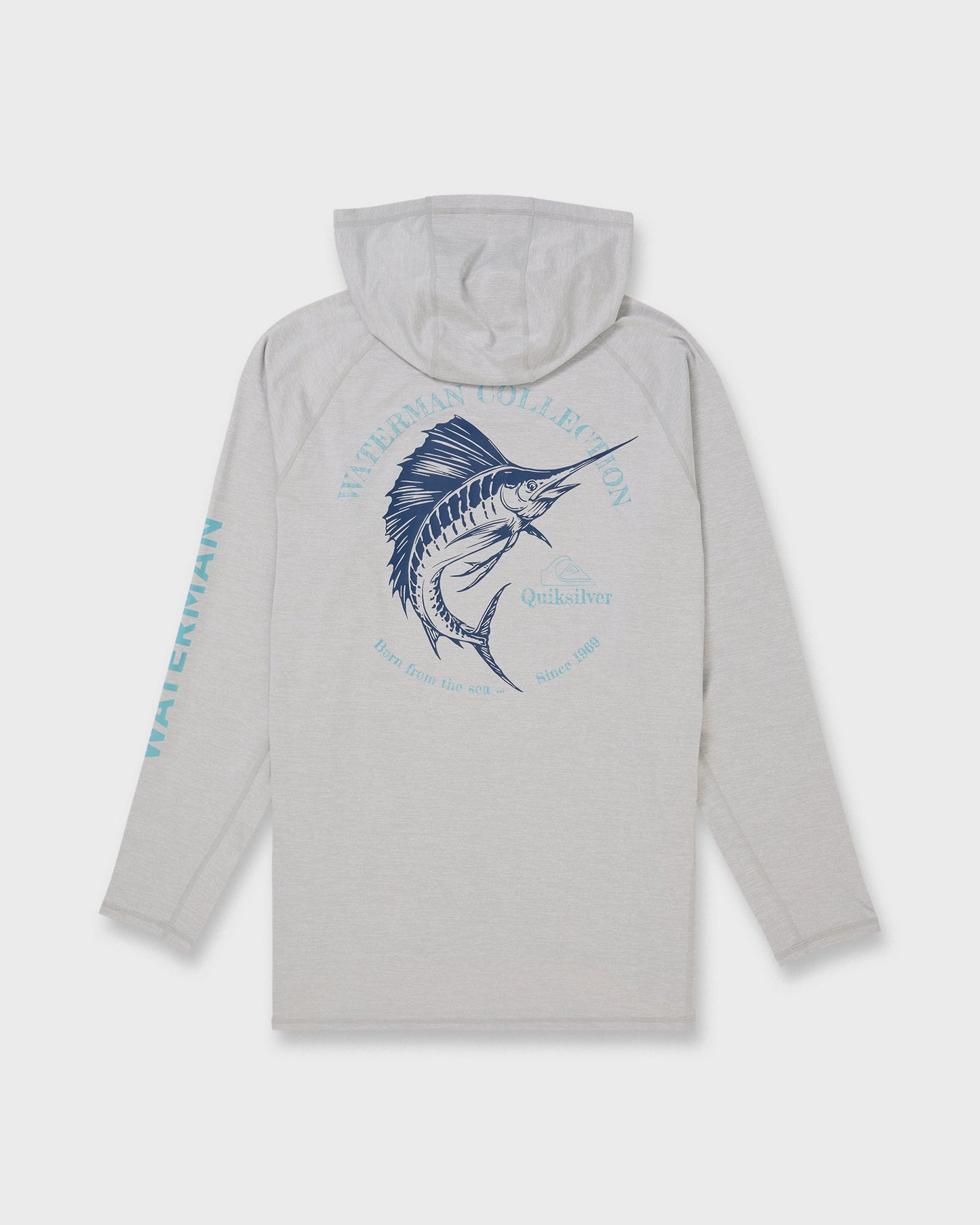 Waterman Marley Hooded Long Sleeve UPF 50 Surf Shirt - Light Grey Hth