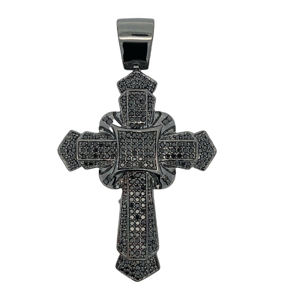 Emperor Black Cross CZ Pendant .925 Sterling Silver