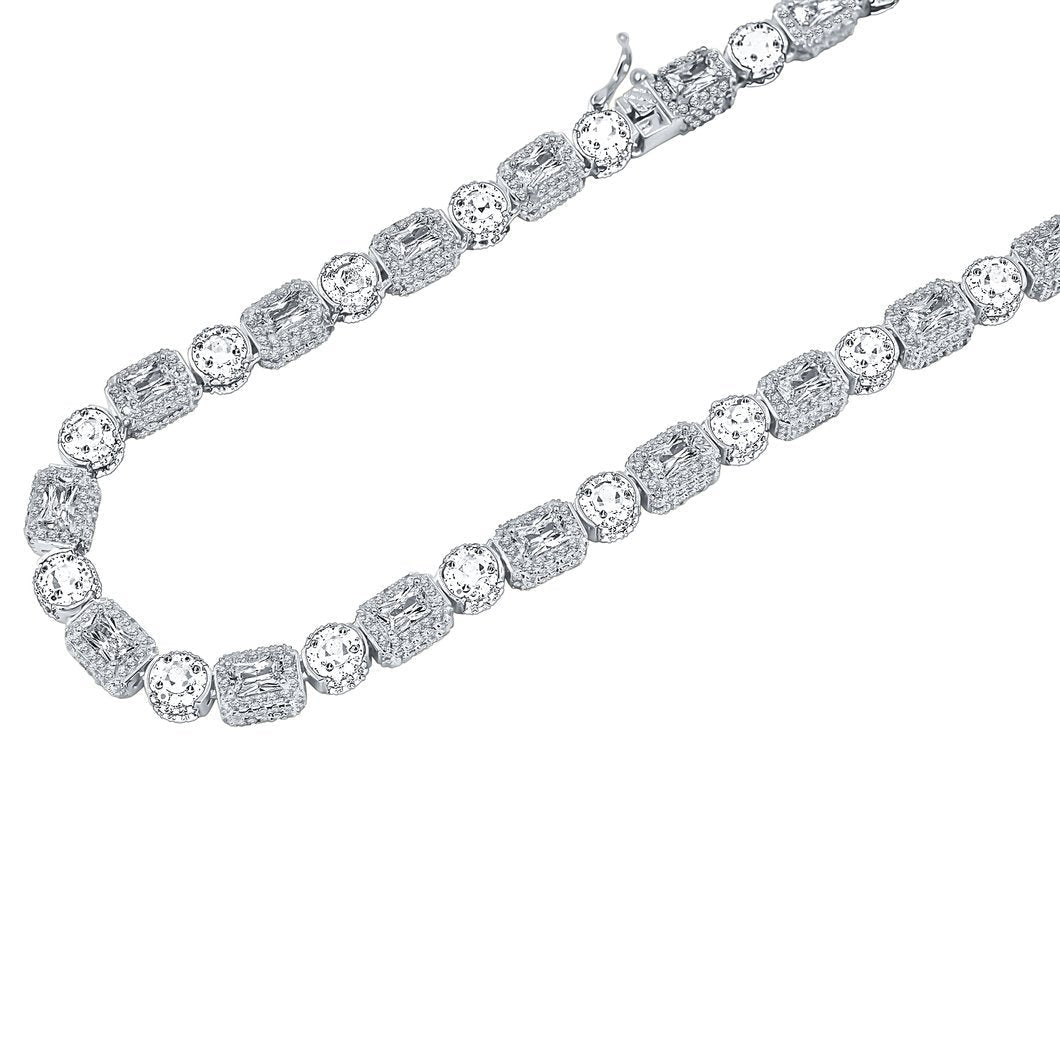 Exotic Cut Tennis VVS CZ Iced Out Chain .925 Sterling Silver