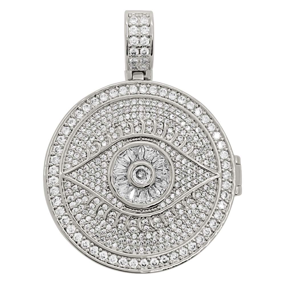Eye Circle Medallion Iced Out Hip Hop Bling Pendant