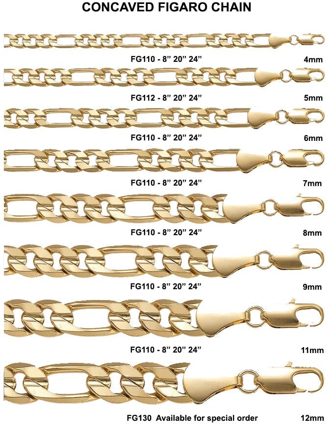 Figaro Concave Gold Plated Chain Necklace