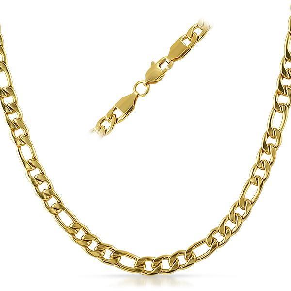 Figaro IP Gold Stainless Steel Chain Necklace 6MM