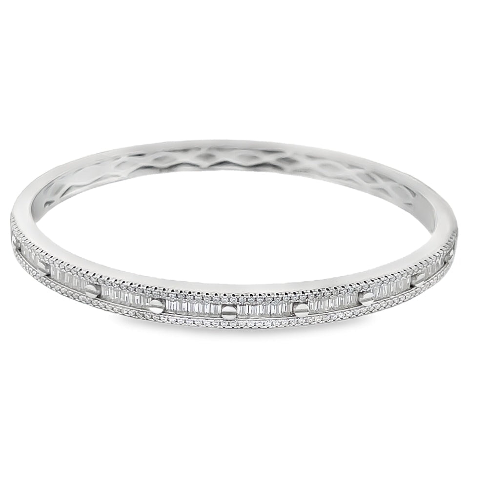 Flat Head Baguette Moissanite Iced Out Bangle .925 Sterling Silver