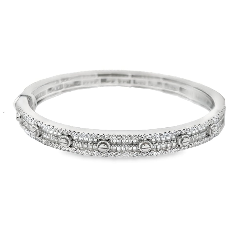 Flathead Baguette Moissanite Iced Out Bangle .925 Sterling Silver