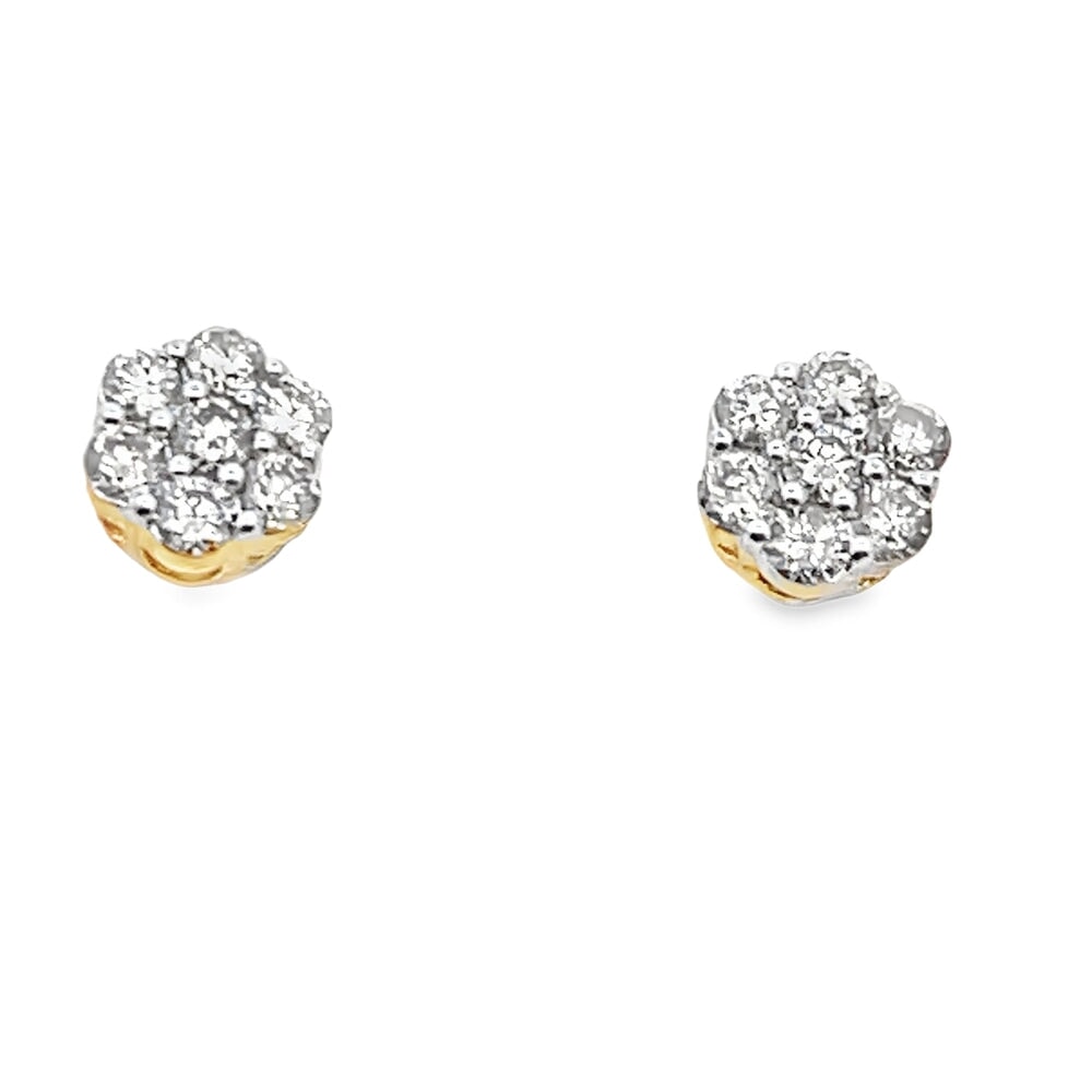 Flower Cluster Diamond Earrings .50cttw 10K Gold