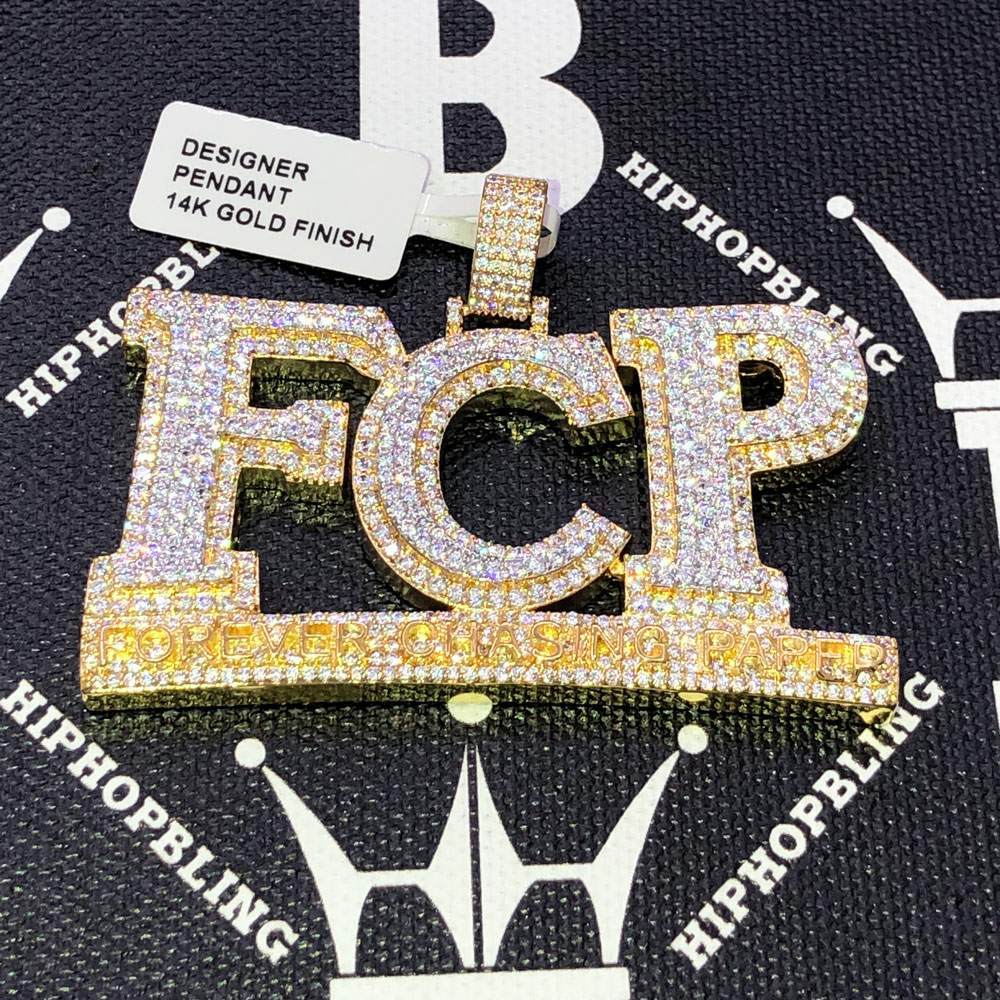 Forever Chasing Paper CZ Hip Hop Bling Bling Pendant