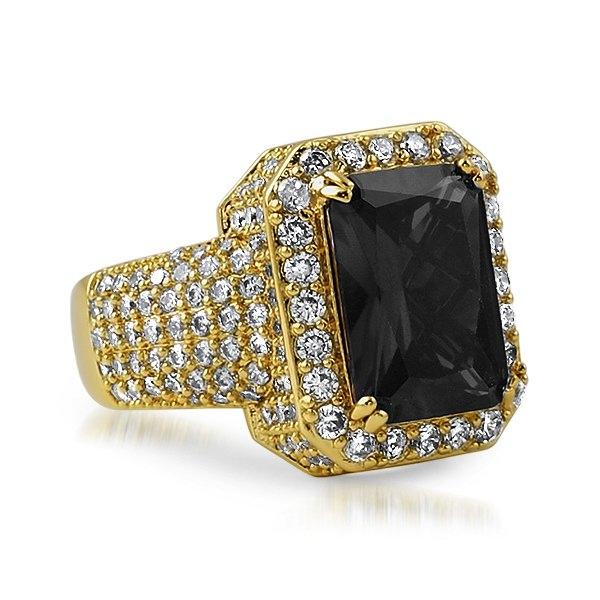 Fully Iced Lab Black Diamond Gold Hip Hop Ring