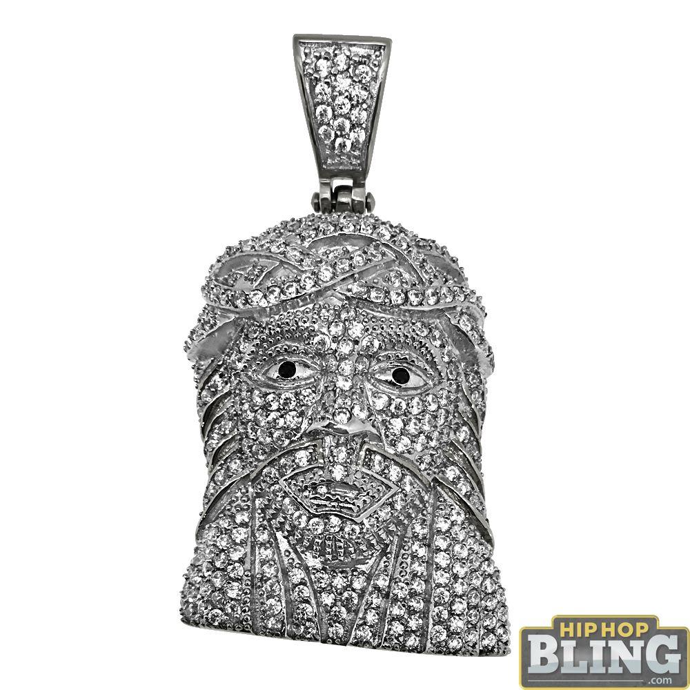 Fully Iced Out Stainless Steel Medium Jesus Piece