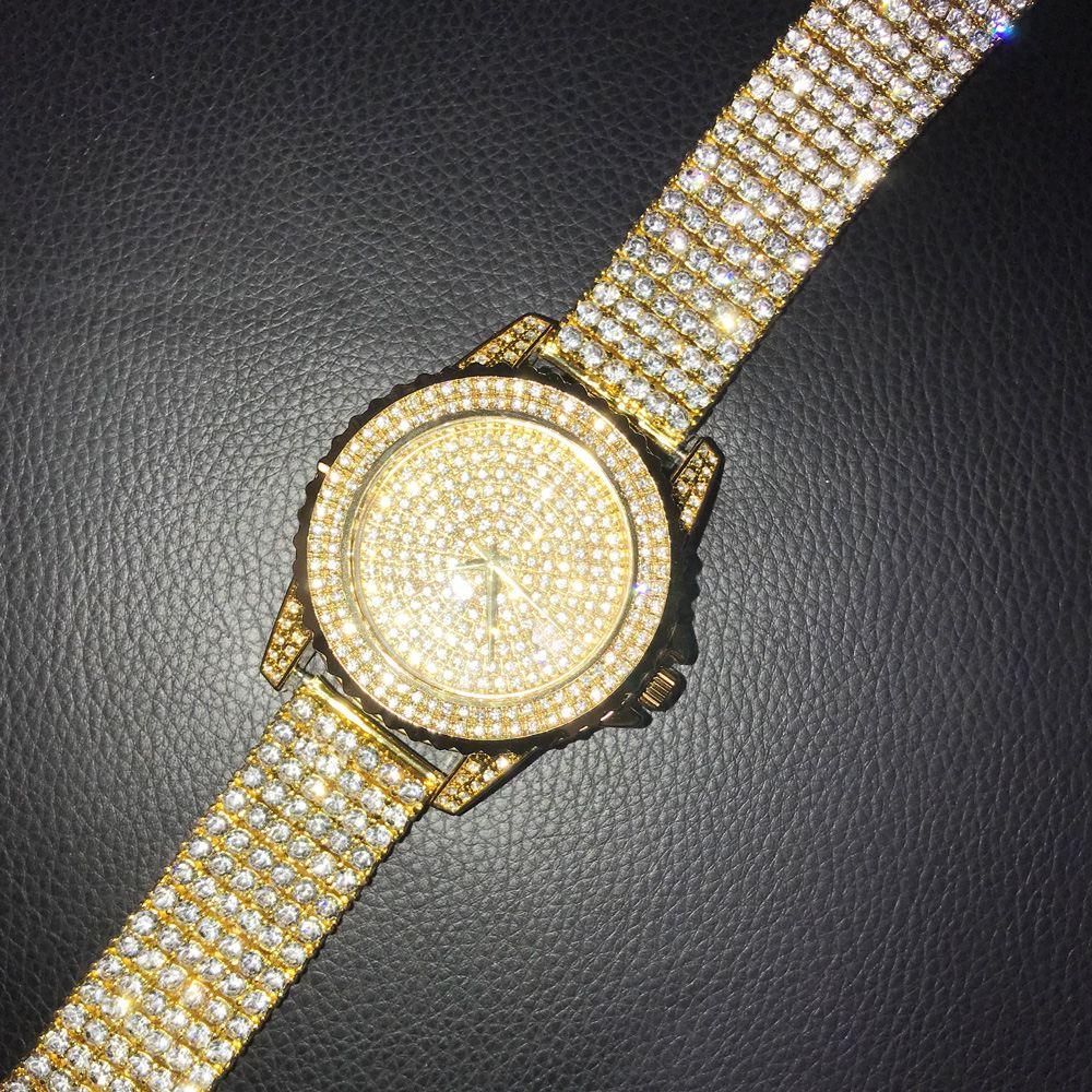 Gold All Bling Bling Custom Watch Iced Out Band