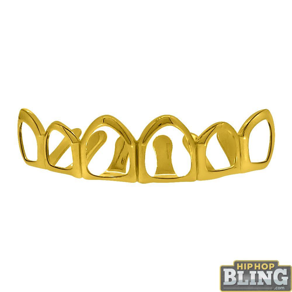 Gold Grillz 6 Outline Teeth Top