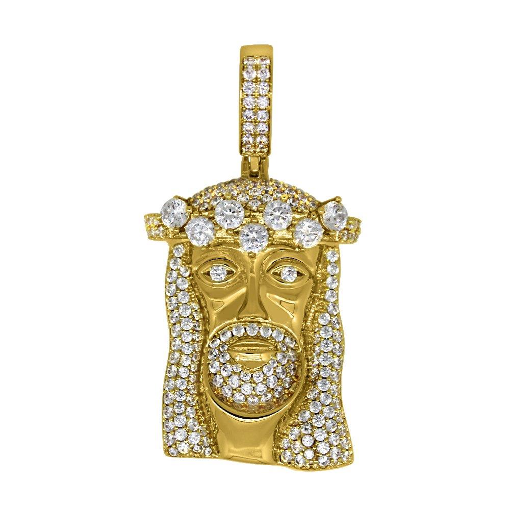 Gold Jesus Piece Custom CZ Bling Bling Pendant