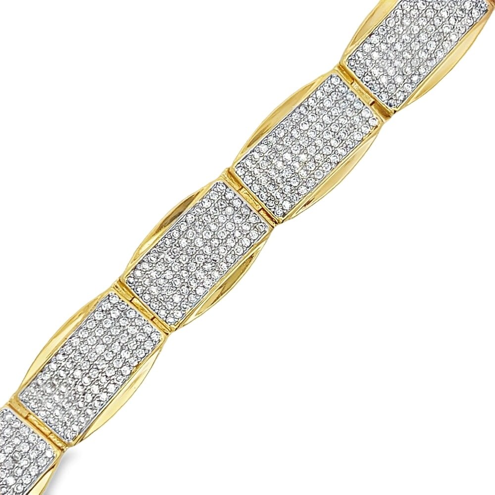 Gold Oval Rectangle CZ Hip Hop Bracelet