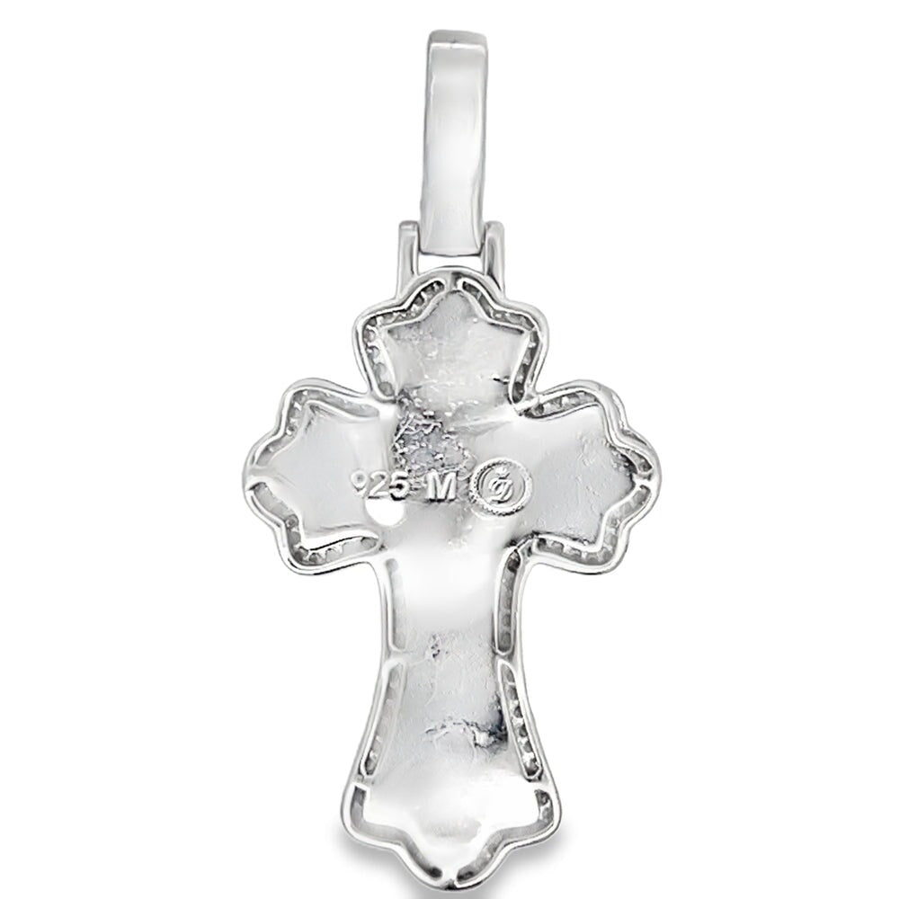 Gothic Cross Baguette Iced Out Moissanite Pendant .925 Sterling Silver