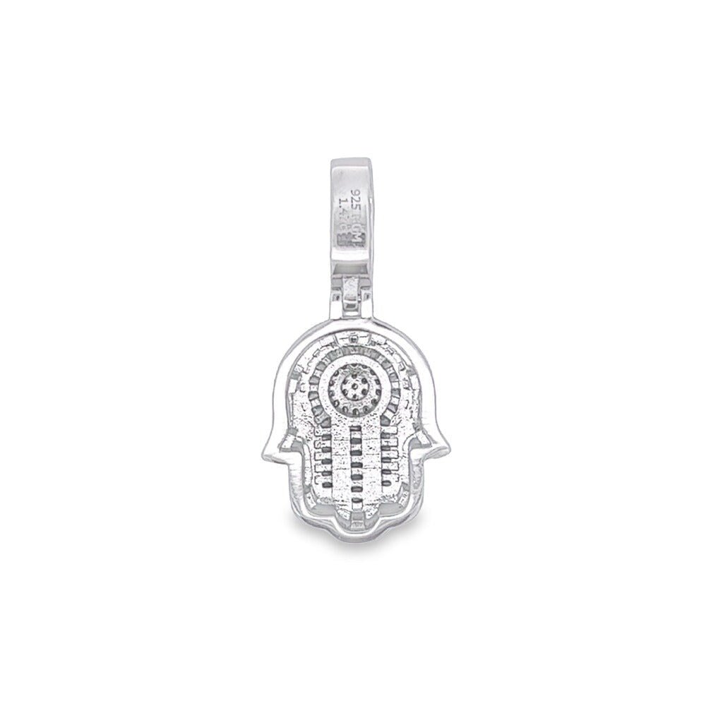Hamsa Mini Baguette VVS Moissanite Pendant .925 Sterling Silver