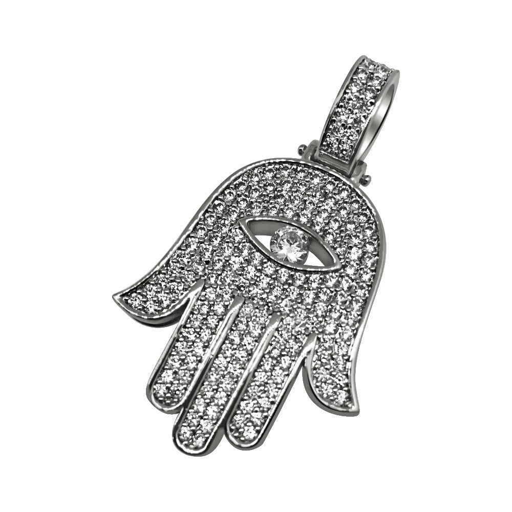 Hamsa VVS Moissanite Pendant .925 Sterling Silver