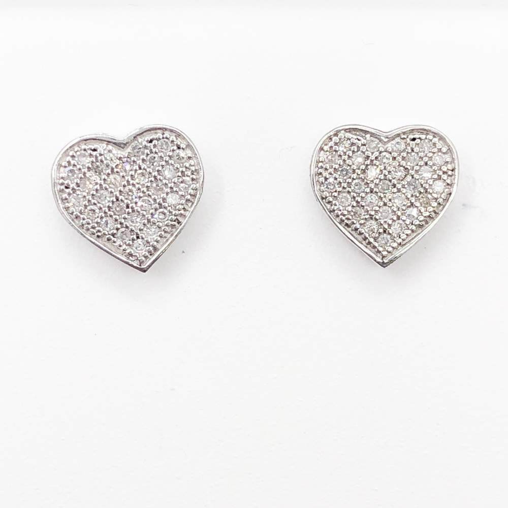 Heart Diamond .25cttw Earrings .925 Sterling Silver