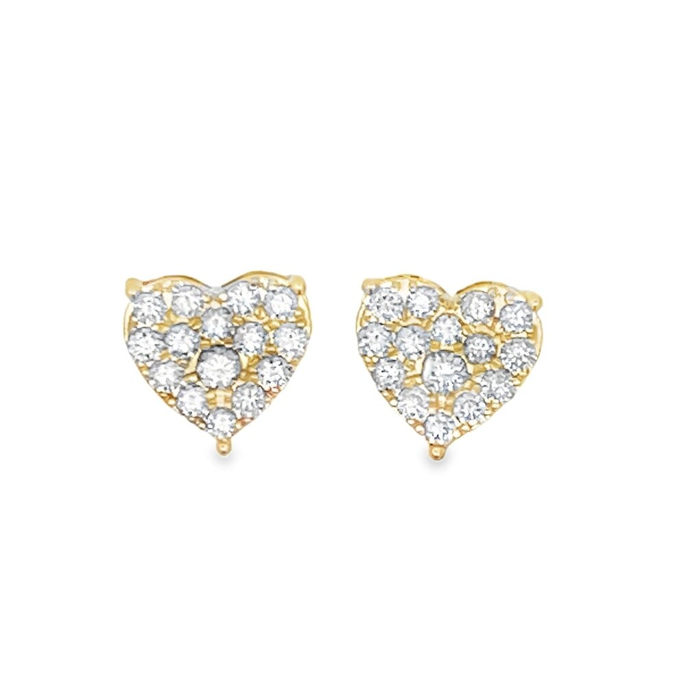 Heart Diamond Earrings 1.00cttw 14K Yellow Gold