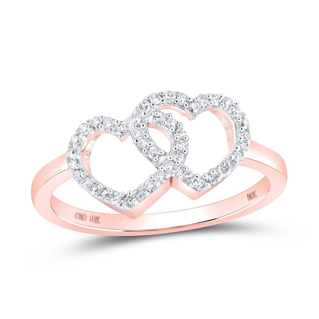 Heart Stack Diamond Ring 10K Gold