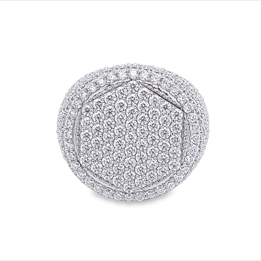 Hex Circle Iced Out VVS Moissanite Ring .925 Sterling Silver