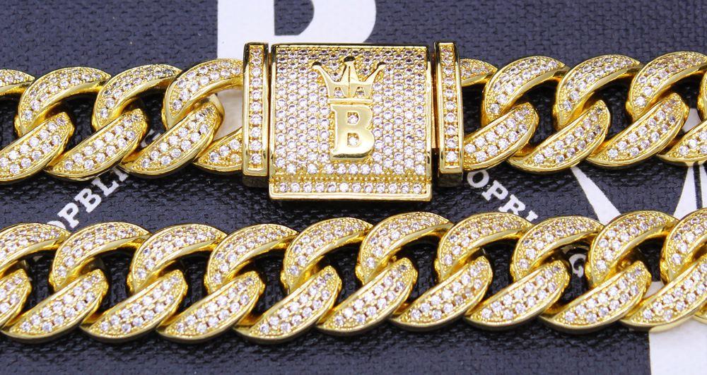 Hip Hop Bling Cuban Chain 15MM Wide White / Yellow Gold