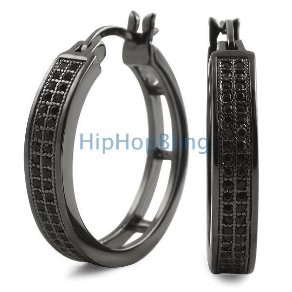 Hoops 2 Row CZ Micro Pave Earrings