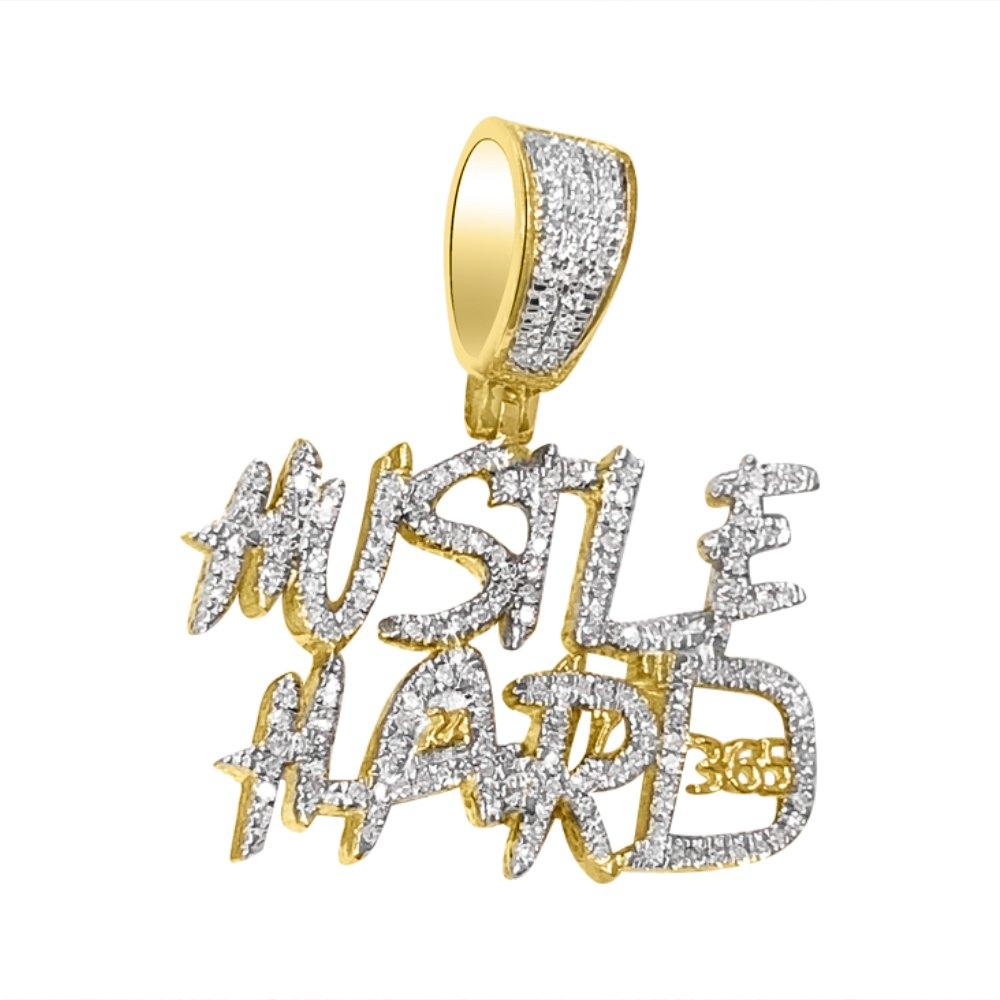 Hustle Hard 365 Diamond Pendant .78cttw 10K Yellow or White Gold