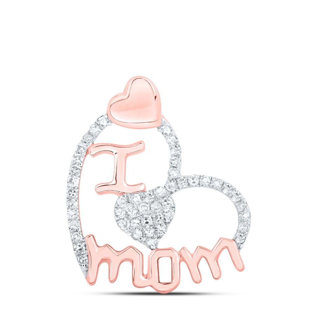 I Love Mom Hearts .25cttw Diamond Pendant 10K Gold