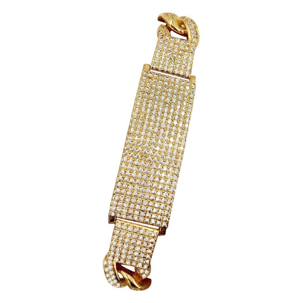 ID Cuban Bracelet Micro Pave Bling Gold Bracelet
