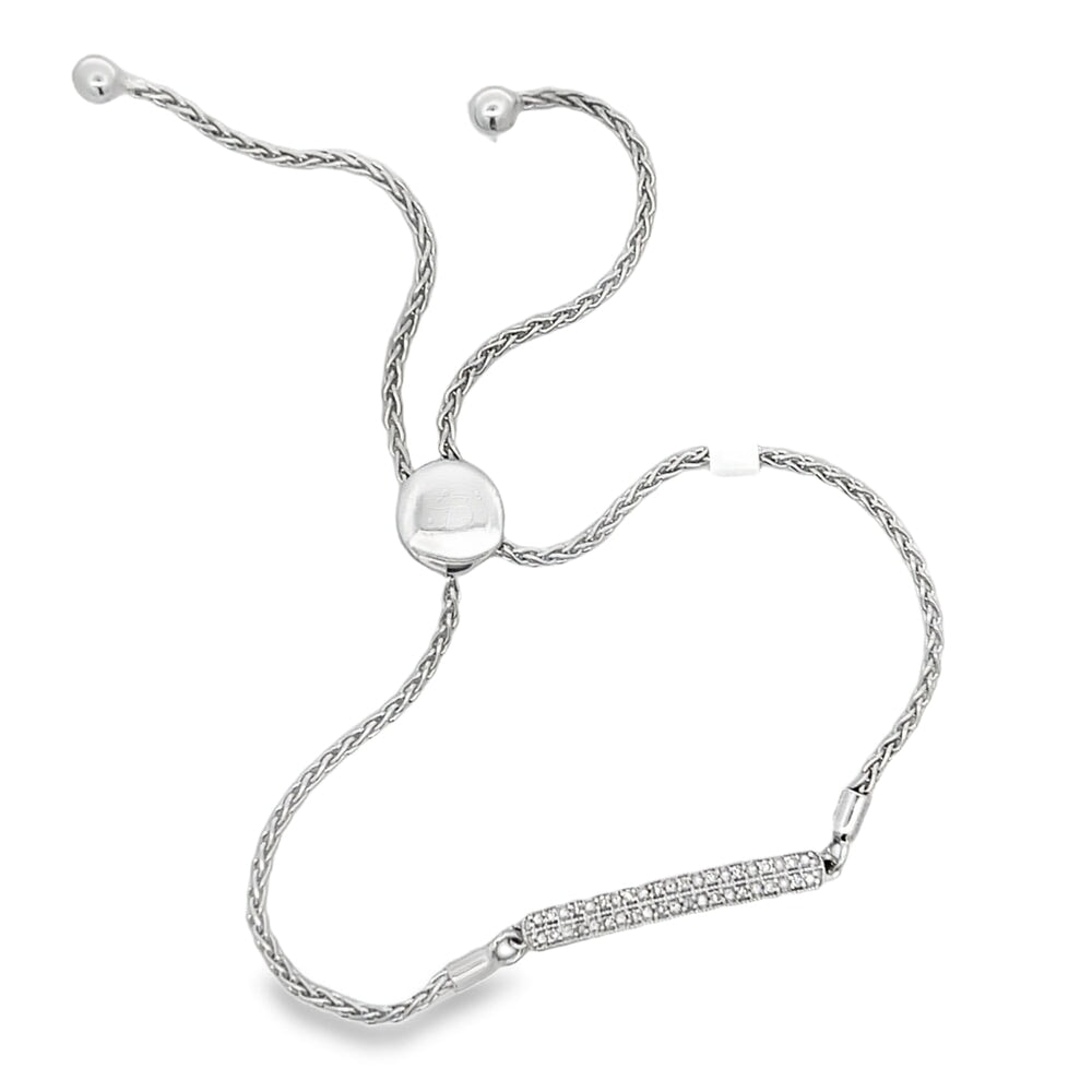 ID Link .10cttw Diamond Bolo Bracelet .925 Sterling Silver