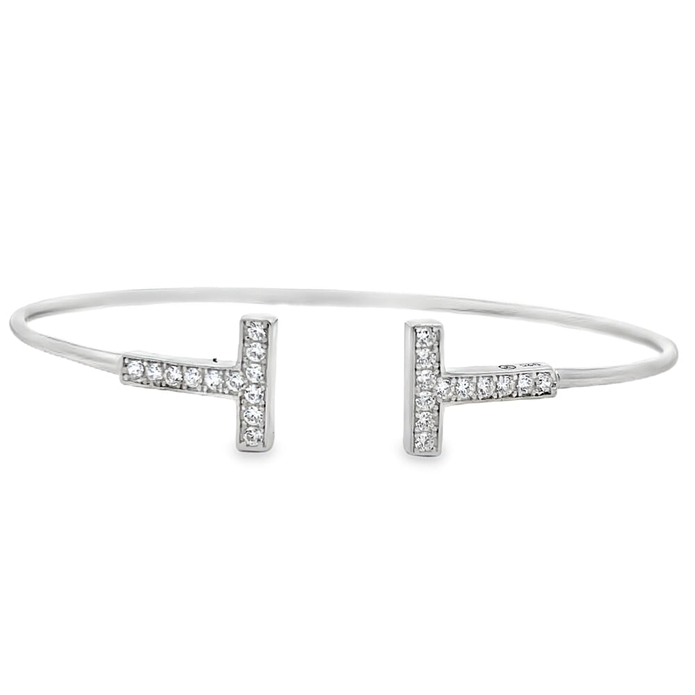 Initial T CZ Bracelet .925 Sterling Silver