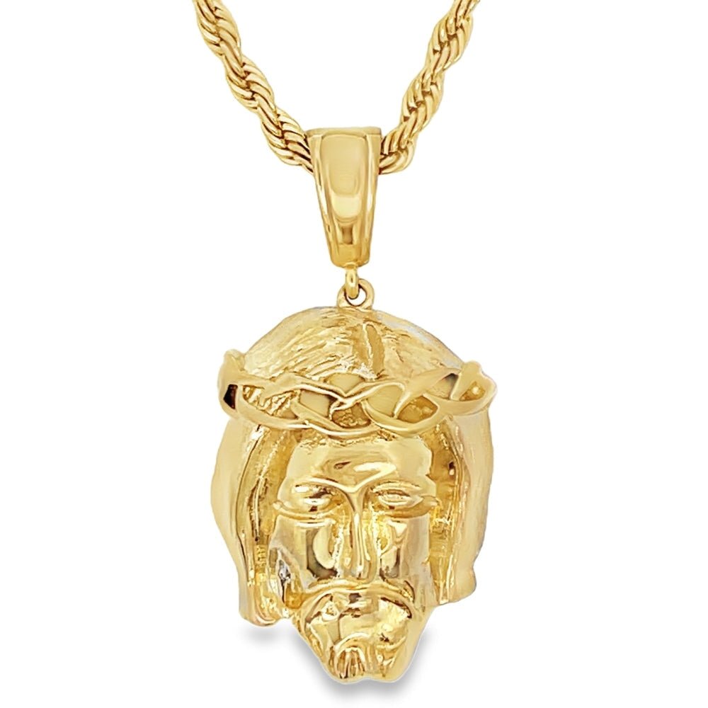 Jesus Crown Of Thorns Gold Pendant & Free Chain