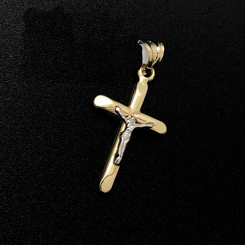 Jesus Crucifix Polished Cross 10K Yellow Gold Pendant