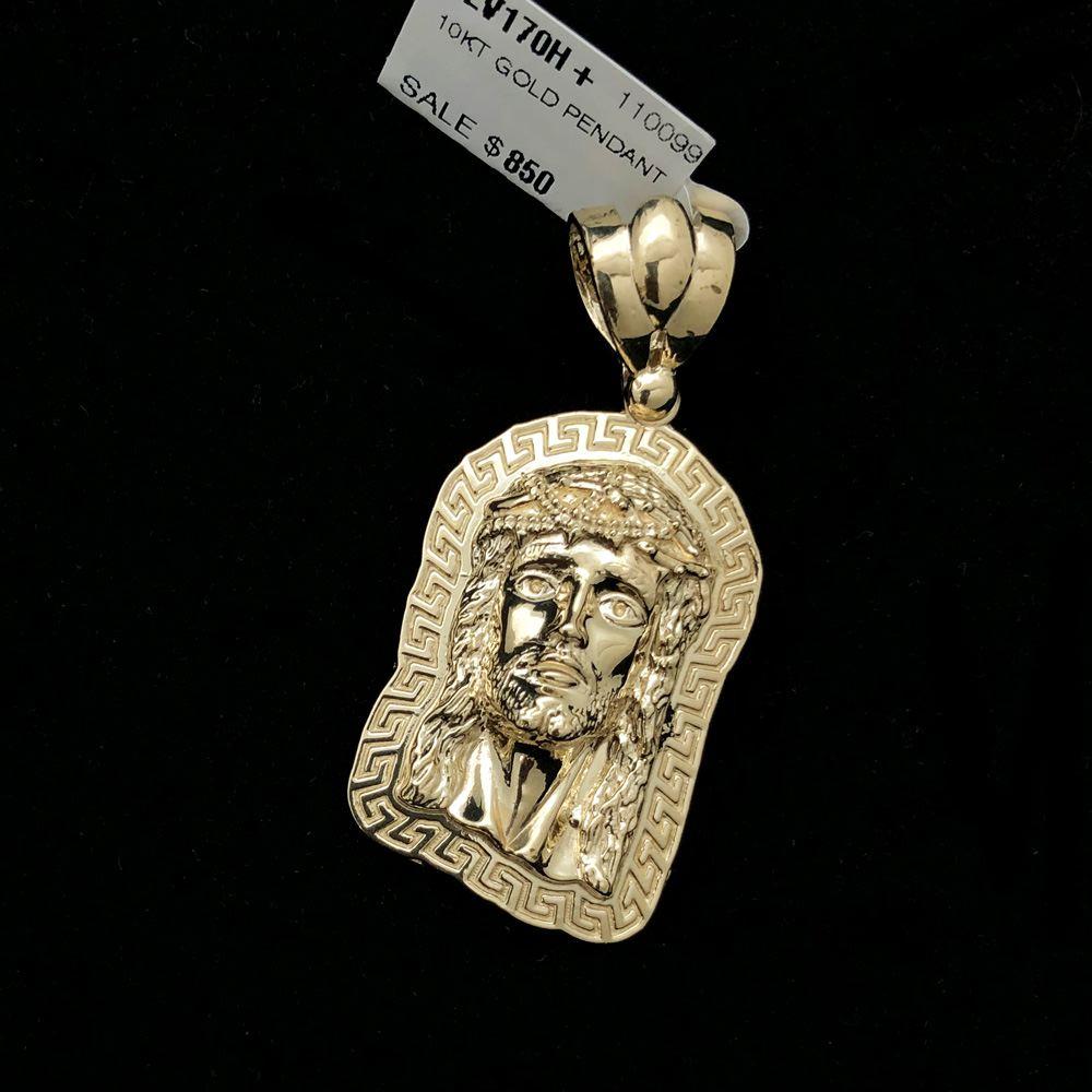 Jesus Greek Outline #1 10K Yellow Gold Pendant