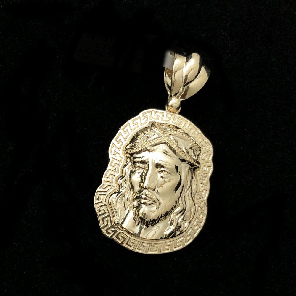 Jesus Greek Outline #2 10K Yellow Gold Pendant