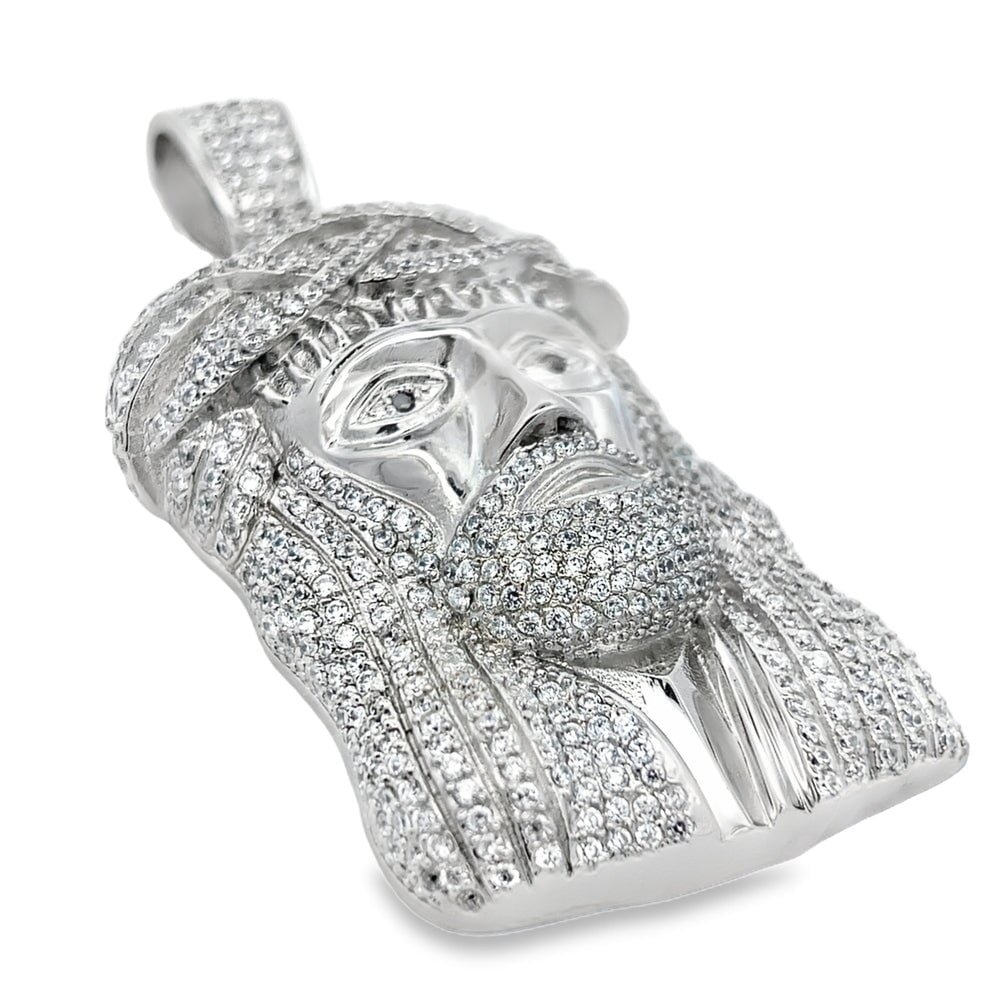 Jesus Piece CZ Iced Out Pendant Stainless Steel