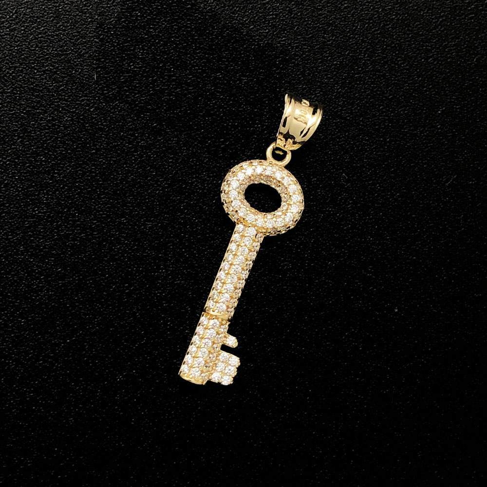 Key CZ 10K Yellow Gold Pendant