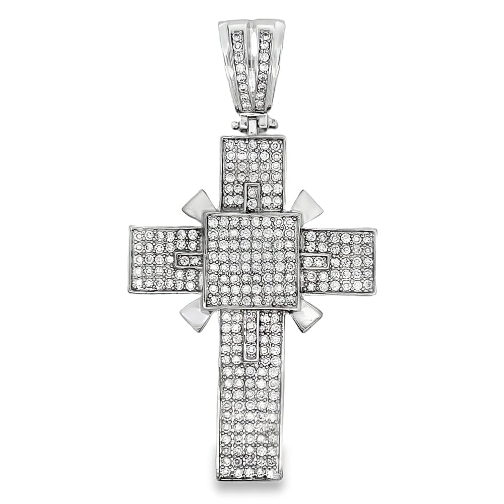 Killer Bling Bling Cross Micro Pave Totally Covered in CZ Ice