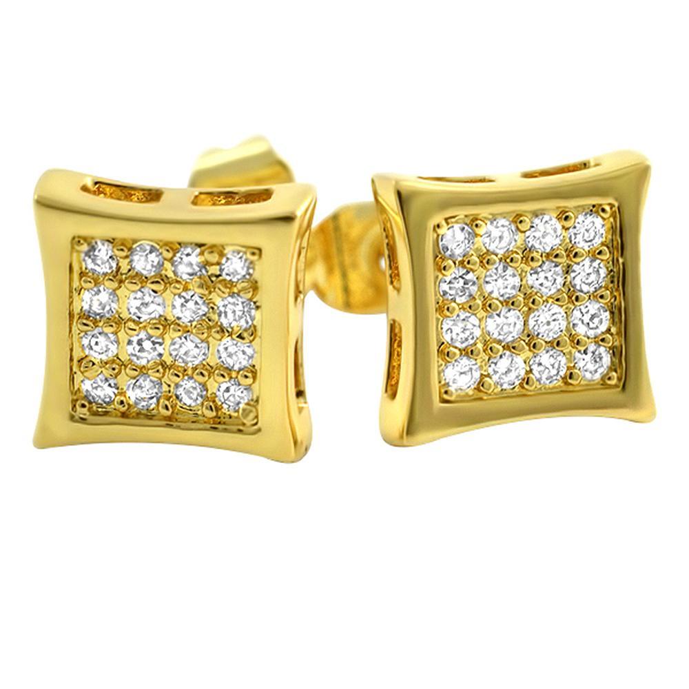 Kite 32 Stone CZ Gold Earrings