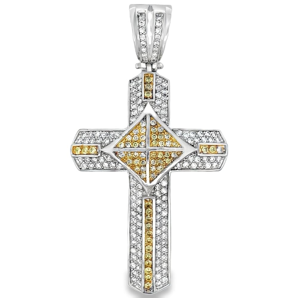 Kite Cross Canary CZ Iced Out Pendant