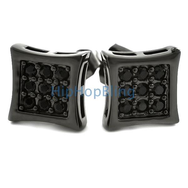 Kite Small Black CZ Micro Pave Earrings