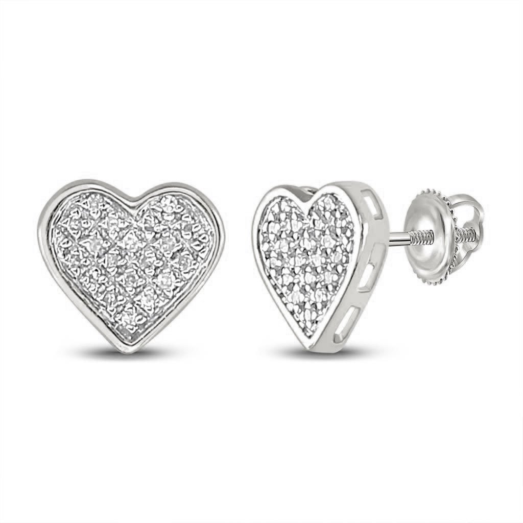 Ladies Heart Diamond Earrings .10cttw .925 Silver