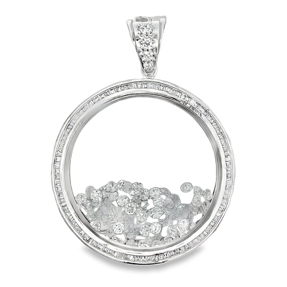 Large Floating CZ Pendant .925 Sterling Silver