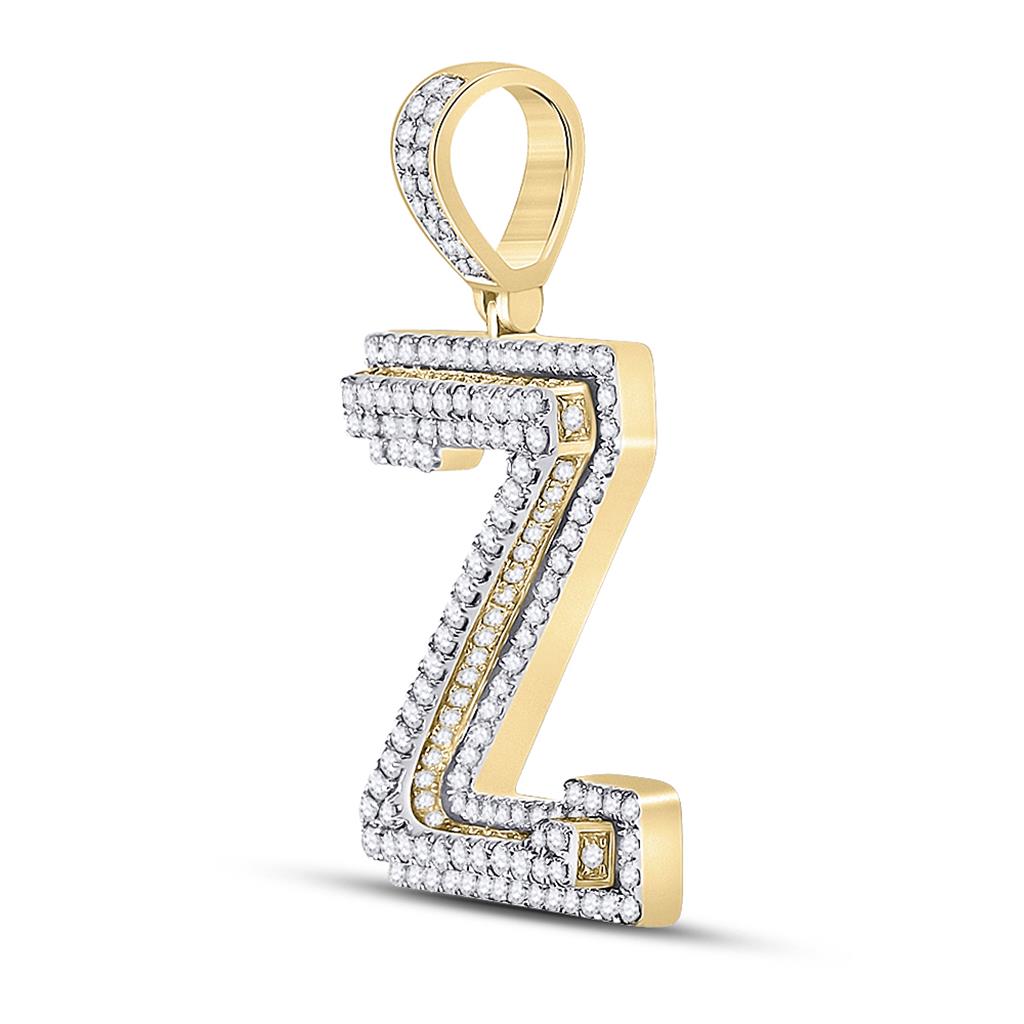 Layered A-Z Letter Initial Diamond Pendant 10K Yellow Gold