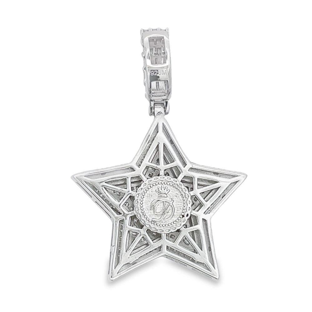 Layered Star Baguette VVS Moissanite Pendant 3.73cttw .925 Sterling Silver